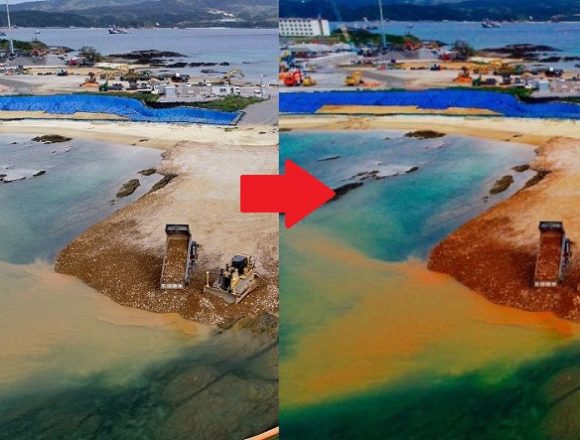 捏造？辺野古埋め立て反対派の「海が濁った」写真に加工疑惑浮上、朝日新聞と沖縄タイムスにも類似画像